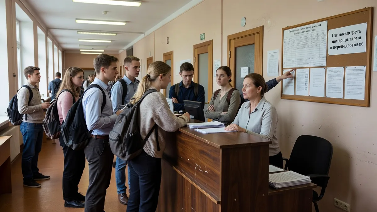 Титульный лист диплома о профессиональной переподготовке с указанием серии и номера документа