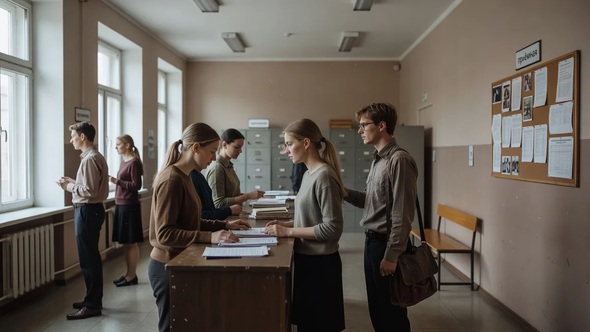 Студент готовит документы для поступления на заочное отделение педагогического колледжа