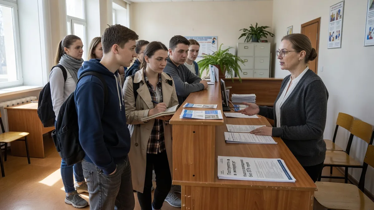 Выпускник колледжа подаёт документы в приёмную комиссию института без результатов ЕГЭ