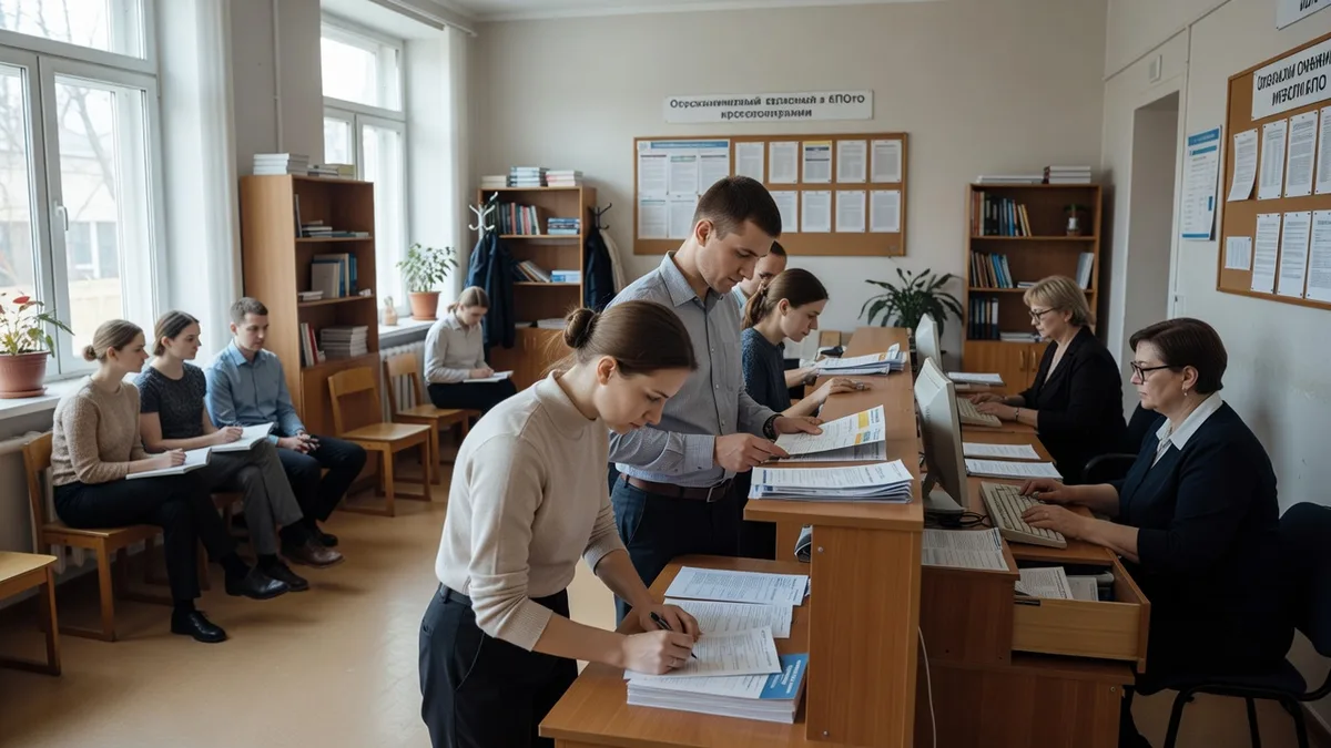 Слушатель дистанционной переподготовки на учителя русского языка и литературы занимается за ноутбуком с книгами